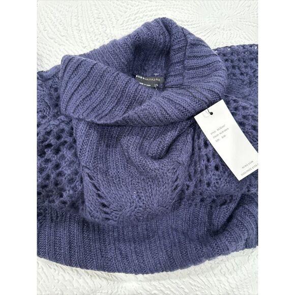 BCBG Maxazria Women's All Navy Blue Turtle Neck Poncho Sweater Size S/M NWT - Picture 14 of 16